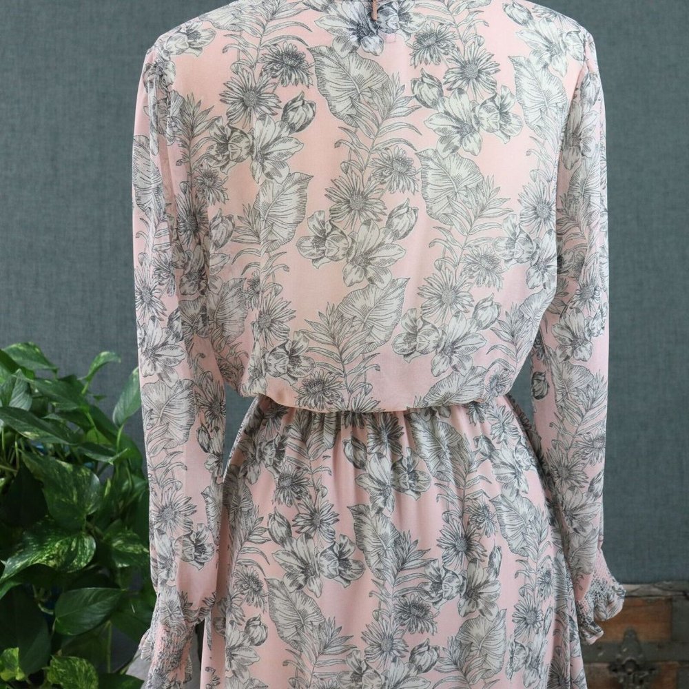 Misa Los Angeles Dress Womens M Smocked Blouson Pink Boho Chic Midi - Picture 8 of 16